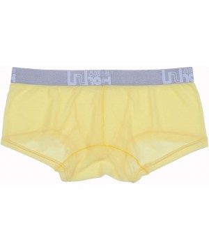 Boxer Briefs Men's Underwear Sexy Stretch Spandex Boxer Brief - Yellow - CC12FK1VROX