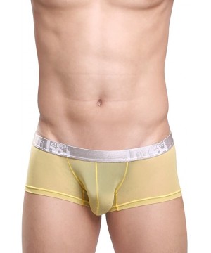 Boxer Briefs Men's Underwear Sexy Stretch Spandex Boxer Brief - Yellow - CC12FK1VROX