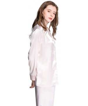 Sets Womens Silk Satin Pajamas set-Long Sleeve Button Down Sleepwear Loungewear Pjs Set - Pink - CZ187WNORTI