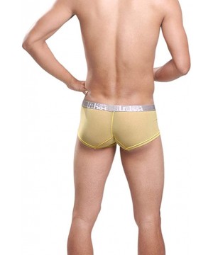 Boxer Briefs Men's Underwear Sexy Stretch Spandex Boxer Brief - Yellow - CC12FK1VROX