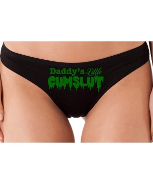 Panties Daddys Little Lil cumslut Cum Slut DDLG BDSM Owned Black Thong - Forest Green - C118LSU366S