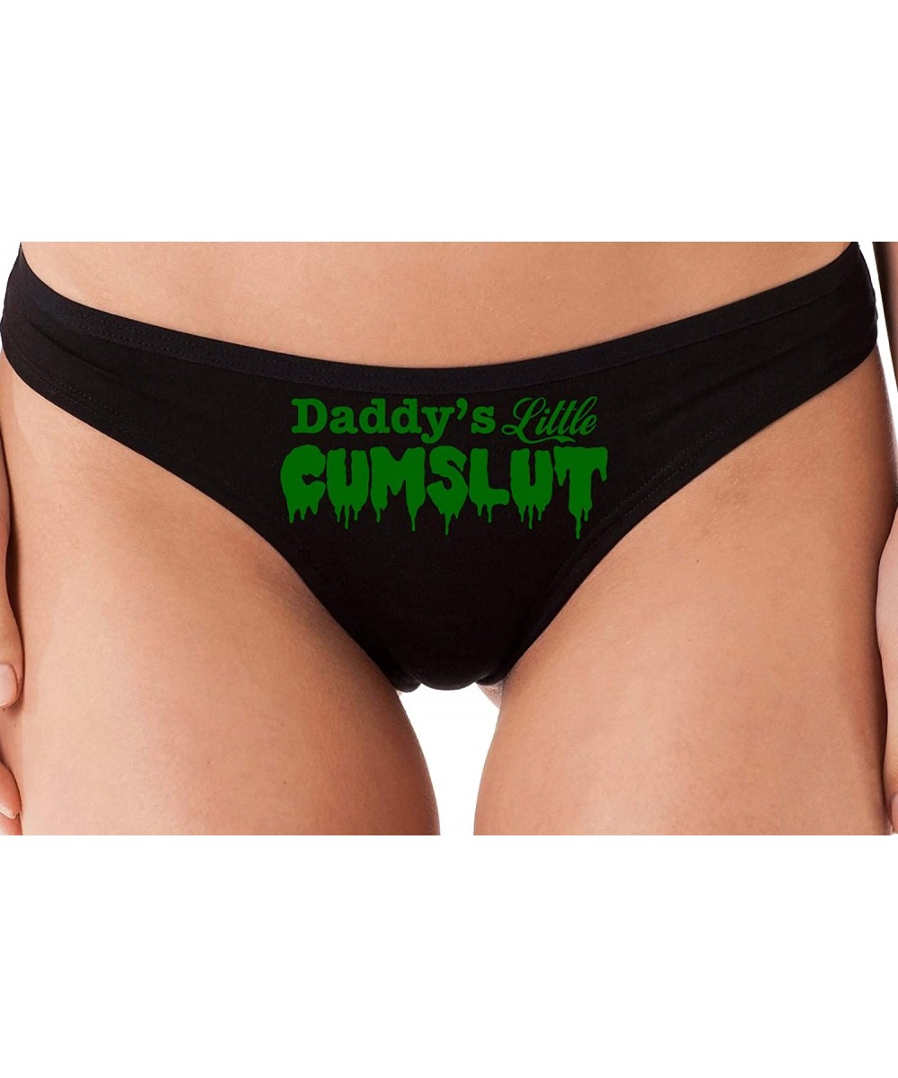 Panties Daddys Little Lil cumslut Cum Slut DDLG BDSM Owned Black Thong - Forest Green - C118LSU366S