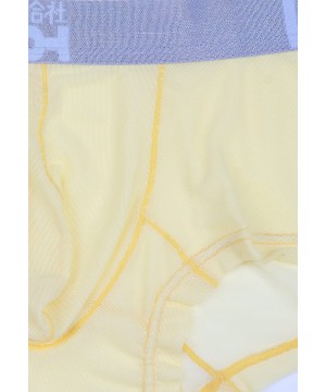 Boxer Briefs Men's Underwear Sexy Stretch Spandex Boxer Brief - Yellow - CC12FK1VROX