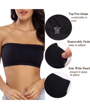 Camisoles & Tanks Women's Padded Bandeau Bra Strapless Wirefree Stretchy Seamless Everyday Brarette Tube Tops-Multi Packs - 4...