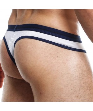 G-Strings & Thongs Men's Sexy Thong Low Rise Elastic Waistband Underwear - White - C819C2G6UUG