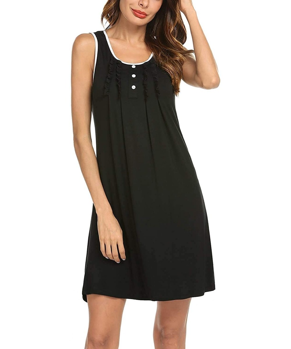 Nightgowns & Sleepshirts Women's Shirt Dress XXL Sleep Soft Nightgowns S Night Sleeveless - A_black - CG19DQOZO5E