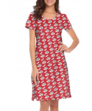 Nightgowns & Sleepshirts Women's Sleepwear Jollibee-Foods-Corporation-Red- Nightgown Polyester Stylish Short Sleeve Nightshir...