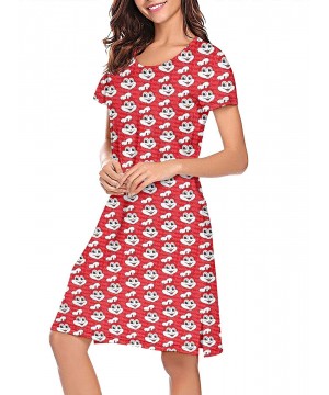 Nightgowns & Sleepshirts Women's Sleepwear Jollibee-Foods-Corporation-Red- Nightgown Polyester Stylish Short Sleeve Nightshir...