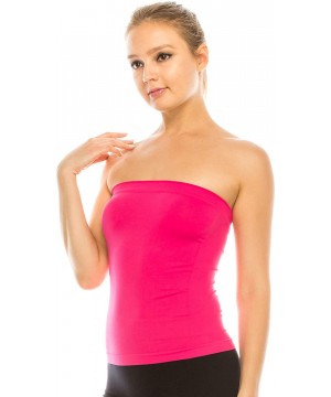 Camisoles & Tanks Medium Length Ribbing Side Seamless Tube Top -Made in USA - Dark Fuschia - CU17YIXYZ48