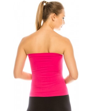 Camisoles & Tanks Medium Length Ribbing Side Seamless Tube Top -Made in USA - Dark Fuschia - CU17YIXYZ48