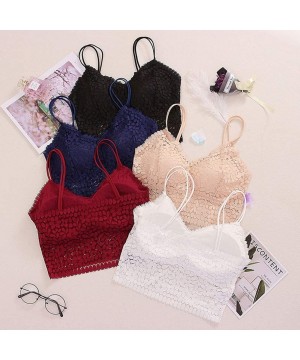 Camisoles & Tanks 3 Pieces Lace Bra Camisole Bralette Lace Bandeau Bra Lace Top for Women Girls Sports Daily Favor - A-black-...