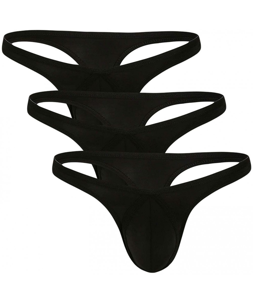 G-Strings & Thongs Men's Underwear Thong Ice Silk Bikini Briefs G-String T-Back Undies - 01-3black - CS18T79TO5E