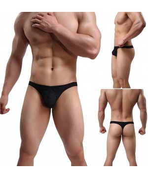 G-Strings & Thongs Men's Underwear Thong Ice Silk Bikini Briefs G-String T-Back Undies - 01-3black - CS18T79TO5E