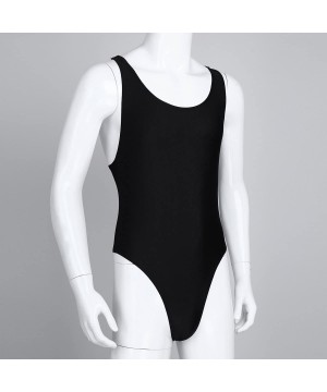 G-Strings & Thongs Men's Stretch One Piece Racer Back Thongs Bodysuit Swimsuit Leotard Singlet - Black - CJ18RC7KSRK