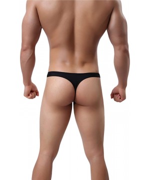 G-Strings & Thongs Men's Underwear Thong Ice Silk Bikini Briefs G-String T-Back Undies - 01-3black - CS18T79TO5E