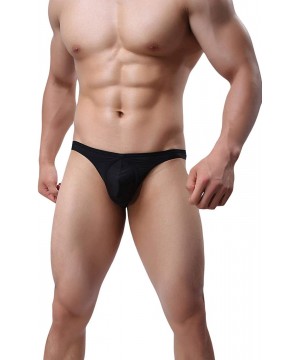 G-Strings & Thongs Men's Underwear Thong Ice Silk Bikini Briefs G-String T-Back Undies - 01-3black - CS18T79TO5E