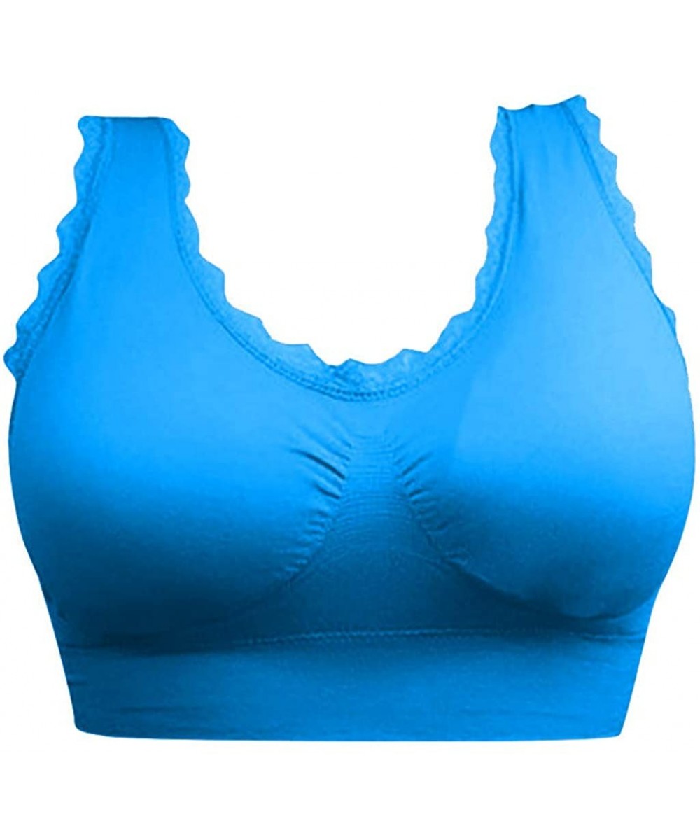 Slips Padded Sports Bras for Women Freedom Seamless Spandex Yoga Bra - Blue - CR193N4K3RH