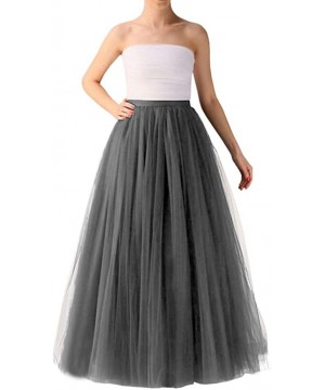 Slips Women's 50S Petticoat Crinoline Tutu Underskirts Tea Length Tulle Prom Party Skirt - Gray - CG192DGAI2W