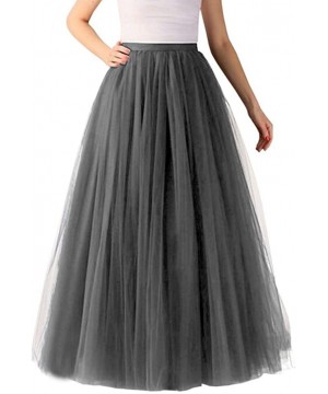 Slips Women's 50S Petticoat Crinoline Tutu Underskirts Tea Length Tulle Prom Party Skirt - Gray - CG192DGAI2W