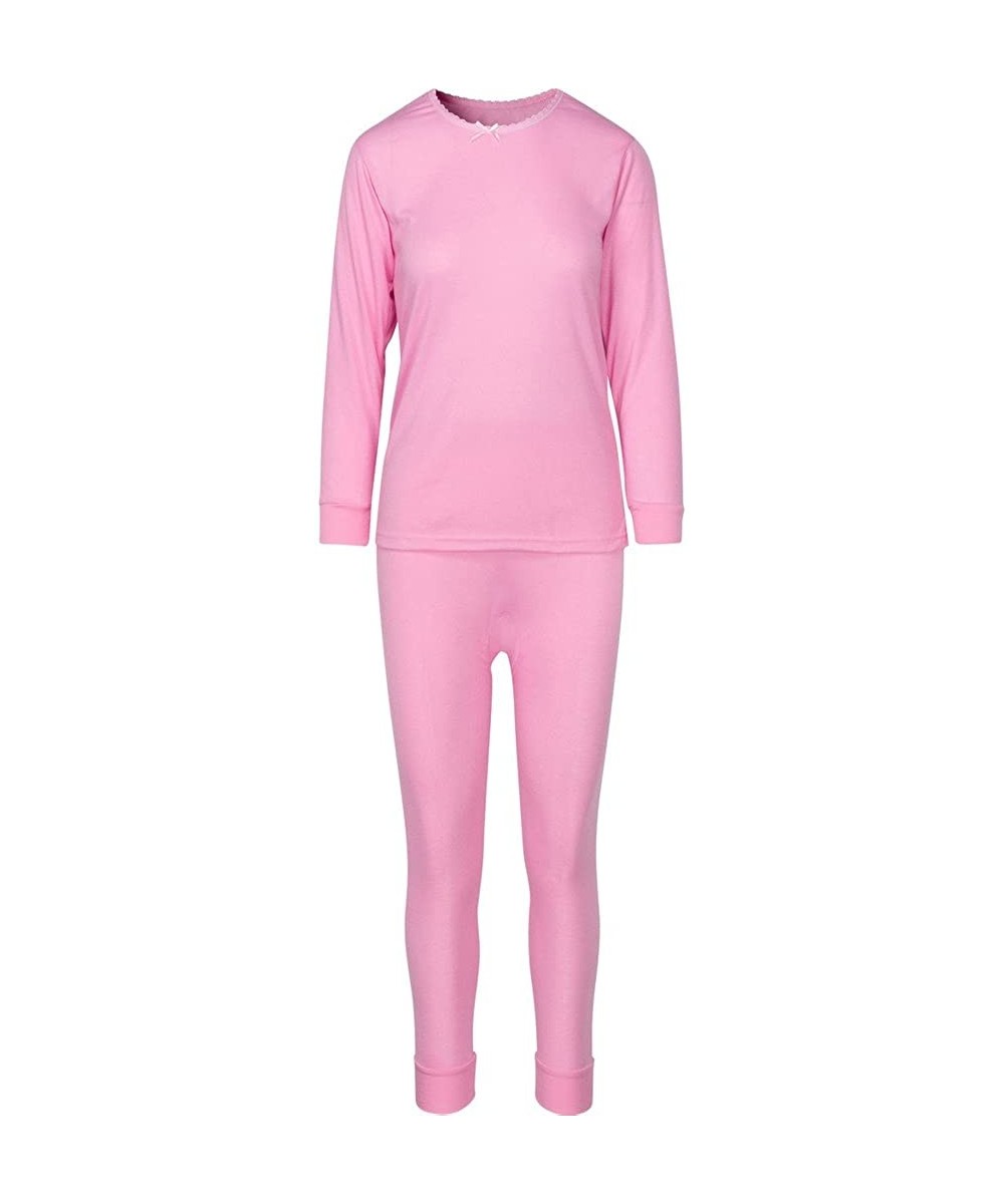 Thermal Underwear Women's Long John Thermal Underwear Set - Light Pink - CL12O2V3G69