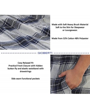 Sleep Bottoms Mens Yarn Dye Brushed Flannel Pajama Pants- Elastic Waist - 103 - Gray / Navy - CG186SU9Y5S