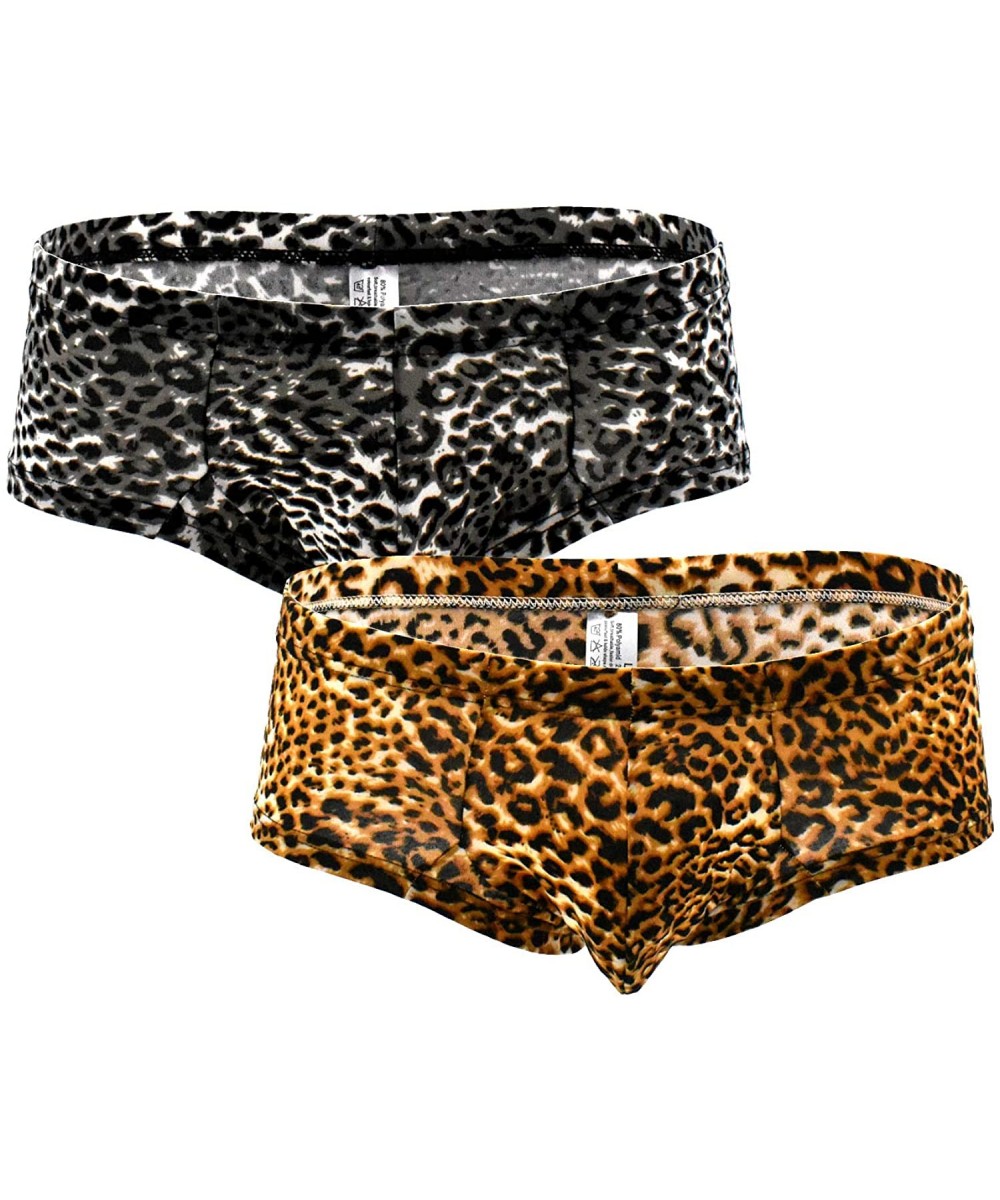 Boxer Briefs Men's Underwear- Leopard Print G-Strings Thongs Briefs - Color11 Yellow+black - CC189QHKI9A