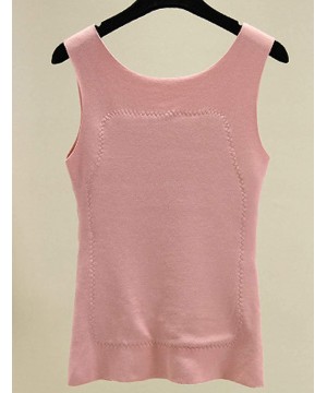 Thermal Underwear Women's Winter Warm O Neck Stretchy Thermal Fleece-Lining Skinny Cami Tank Tops - Pink - CQ18ZAH42WO