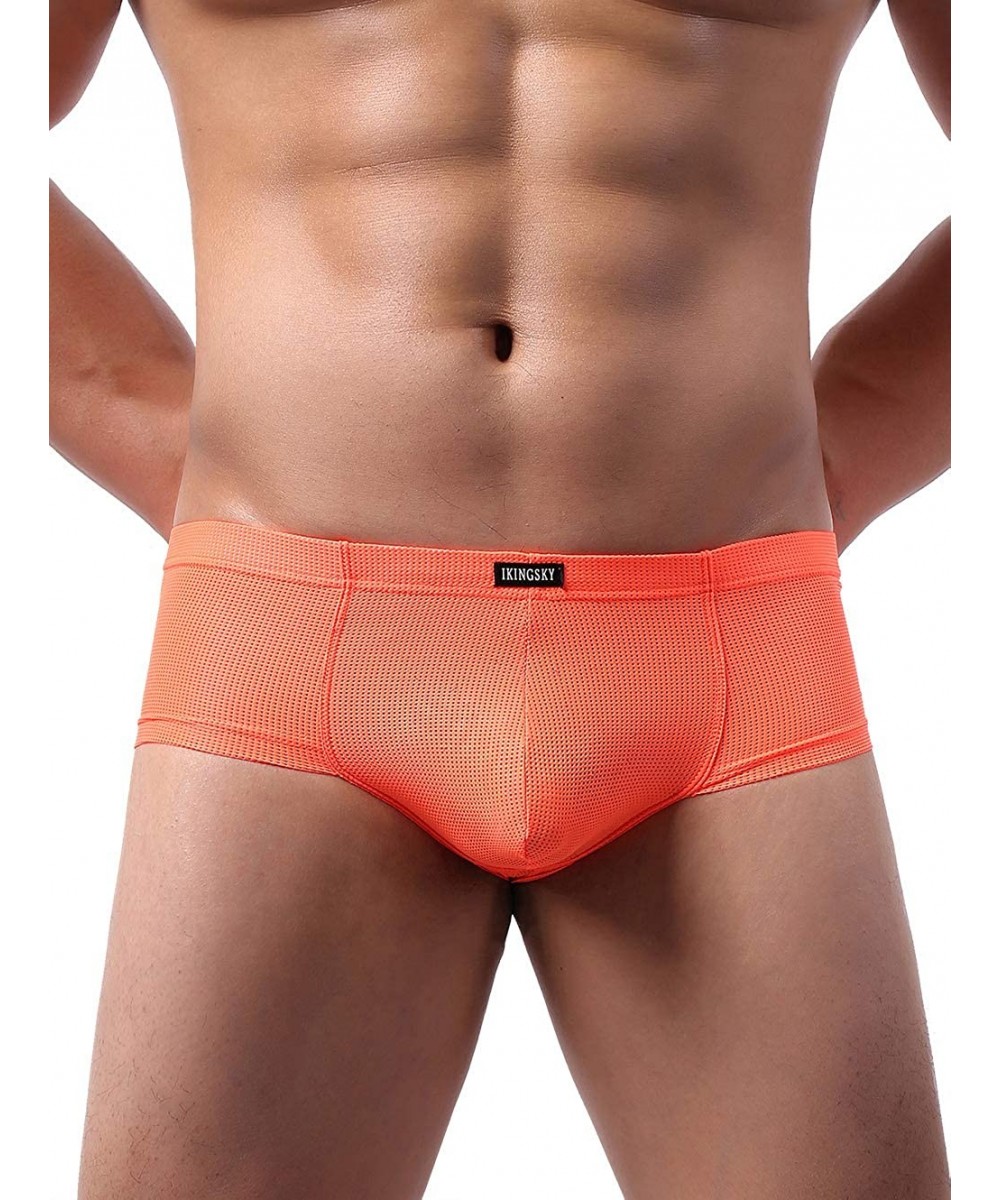 G-Strings & Thongs Men's Cheeky Thong Underwear Mini Cheek Boxer Briefs Sexy Brazilian Back Mens Underpanties - Orange - CH19...