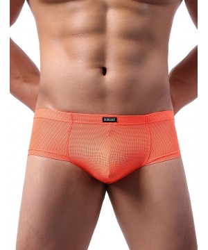 G-Strings & Thongs Men's Cheeky Thong Underwear Mini Cheek Boxer Briefs Sexy Brazilian Back Mens Underpanties - Orange - CH19...