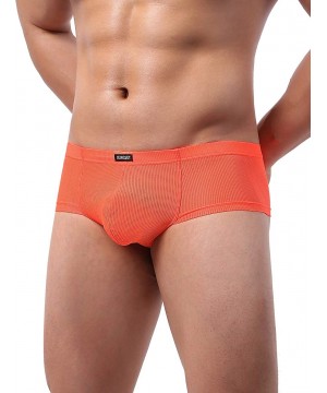 G-Strings & Thongs Men's Cheeky Thong Underwear Mini Cheek Boxer Briefs Sexy Brazilian Back Mens Underpanties - Orange - CH19...