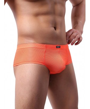 G-Strings & Thongs Men's Cheeky Thong Underwear Mini Cheek Boxer Briefs Sexy Brazilian Back Mens Underpanties - Orange - CH19...