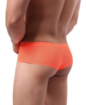 G-Strings & Thongs Men's Cheeky Thong Underwear Mini Cheek Boxer Briefs Sexy Brazilian Back Mens Underpanties - Orange - CH19...