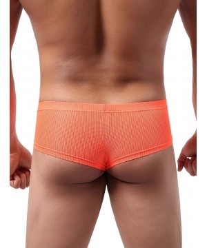 G-Strings & Thongs Men's Cheeky Thong Underwear Mini Cheek Boxer Briefs Sexy Brazilian Back Mens Underpanties - Orange - CH19...