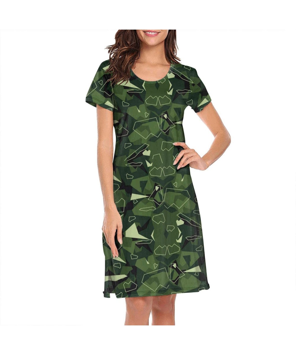 Nightgowns & Sleepshirts Women's Camouflage Butterfly Army Short Sleeve Nightgown Soft Sleeping Shirts Loungewear Nightshirts...