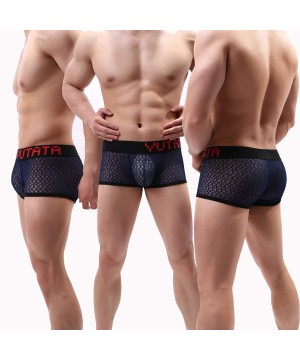 Briefs Men's Openwork Mesh Breathable Underwear Lingerie Bodysuit Briefs - Y Blue - CC196DDE9S0