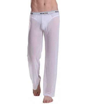 Sleep Bottoms Mens Mesh See Through Home Lounge Pants Nightwear - White - CB12OCYCY1E