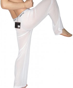 Sleep Bottoms Mens Mesh See Through Home Lounge Pants Nightwear - White - CB12OCYCY1E