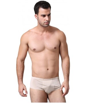 Boxer Briefs Men's 100% Silk Knitted Underwear Boxer Briefs - Beige - C818CO5DNX5