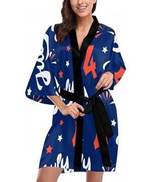 Robes Custom Independence Day Women Kimono Robes Beach Cover Up for Parties Wedding (XS-2XL) - Multi 3 - CZ194URE75G