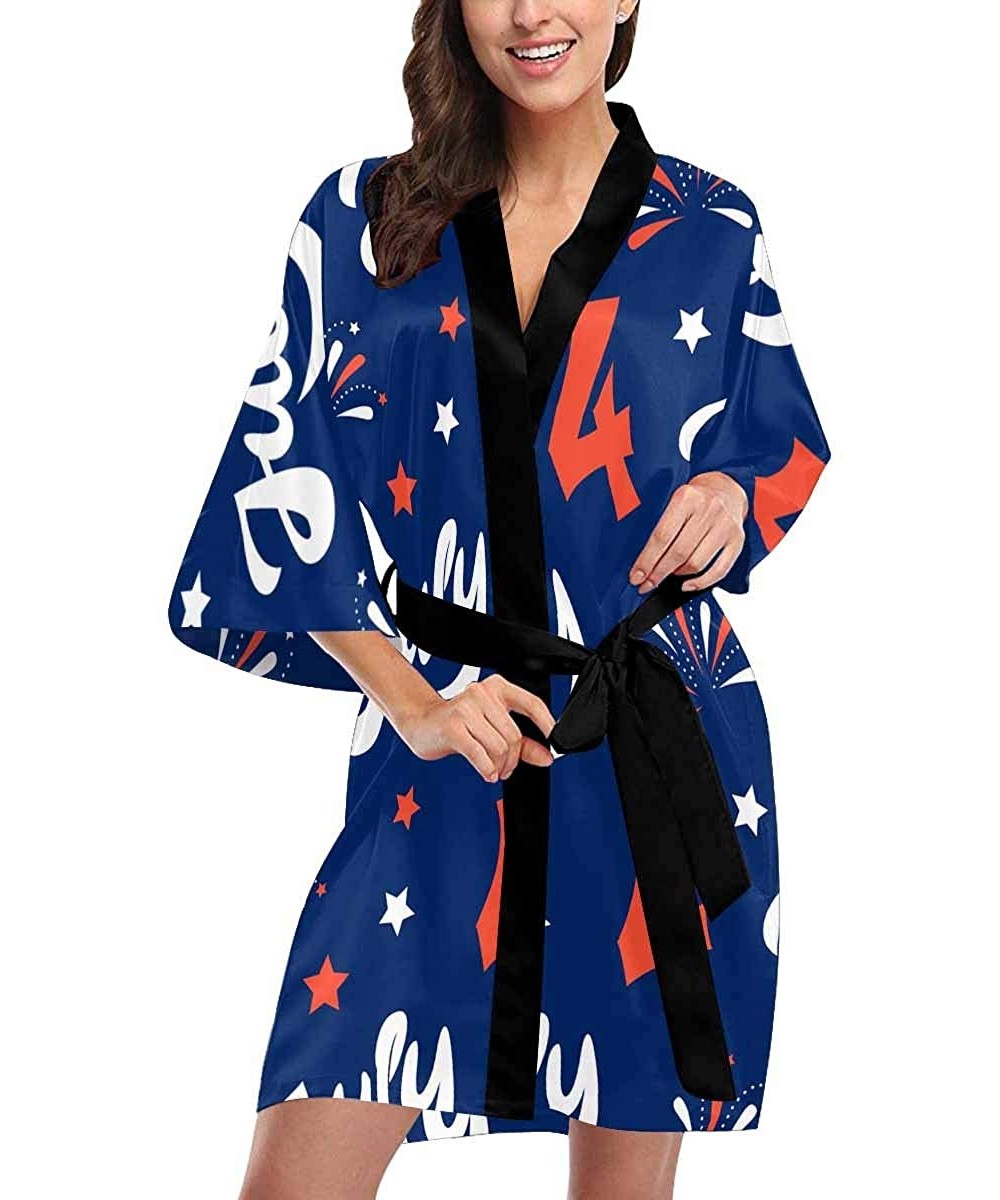 Robes Custom Independence Day Women Kimono Robes Beach Cover Up for Parties Wedding (XS-2XL) - Multi 3 - CZ194URE75G