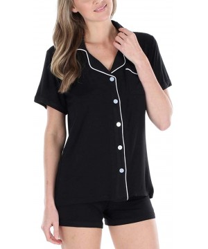 Sets Women's Sleepwear Jersey Shorts Pajama Set - Short Sleeve Set - Black - CZ188IGGRG5