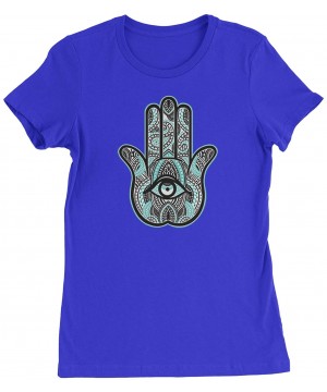 Camisoles & Tanks Henna Hamsa Hand of The Goddess Womens T-Shirt - Royal Blue - C812FNDDWRD