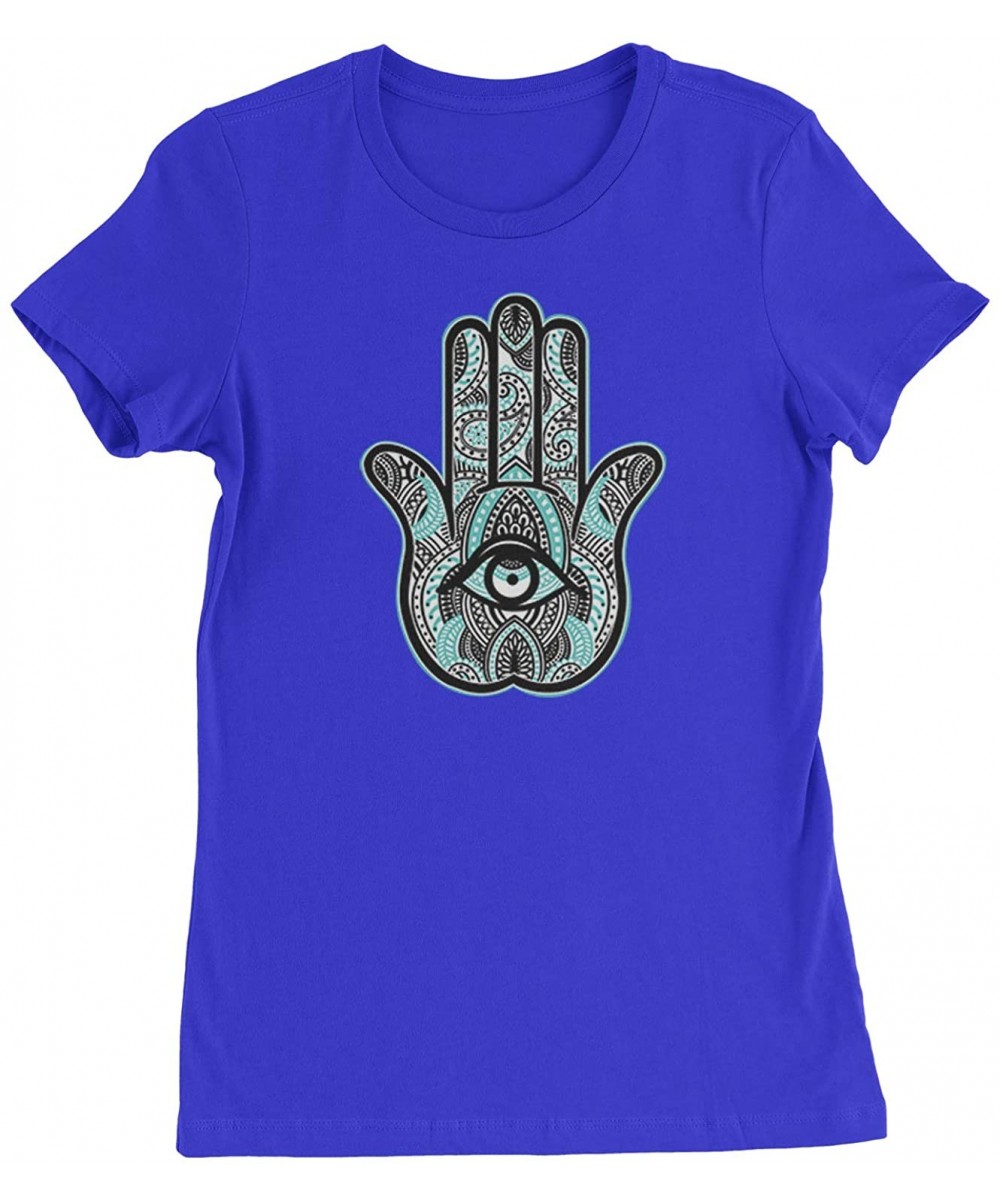 Camisoles & Tanks Henna Hamsa Hand of The Goddess Womens T-Shirt - Royal Blue - C812FNDDWRD