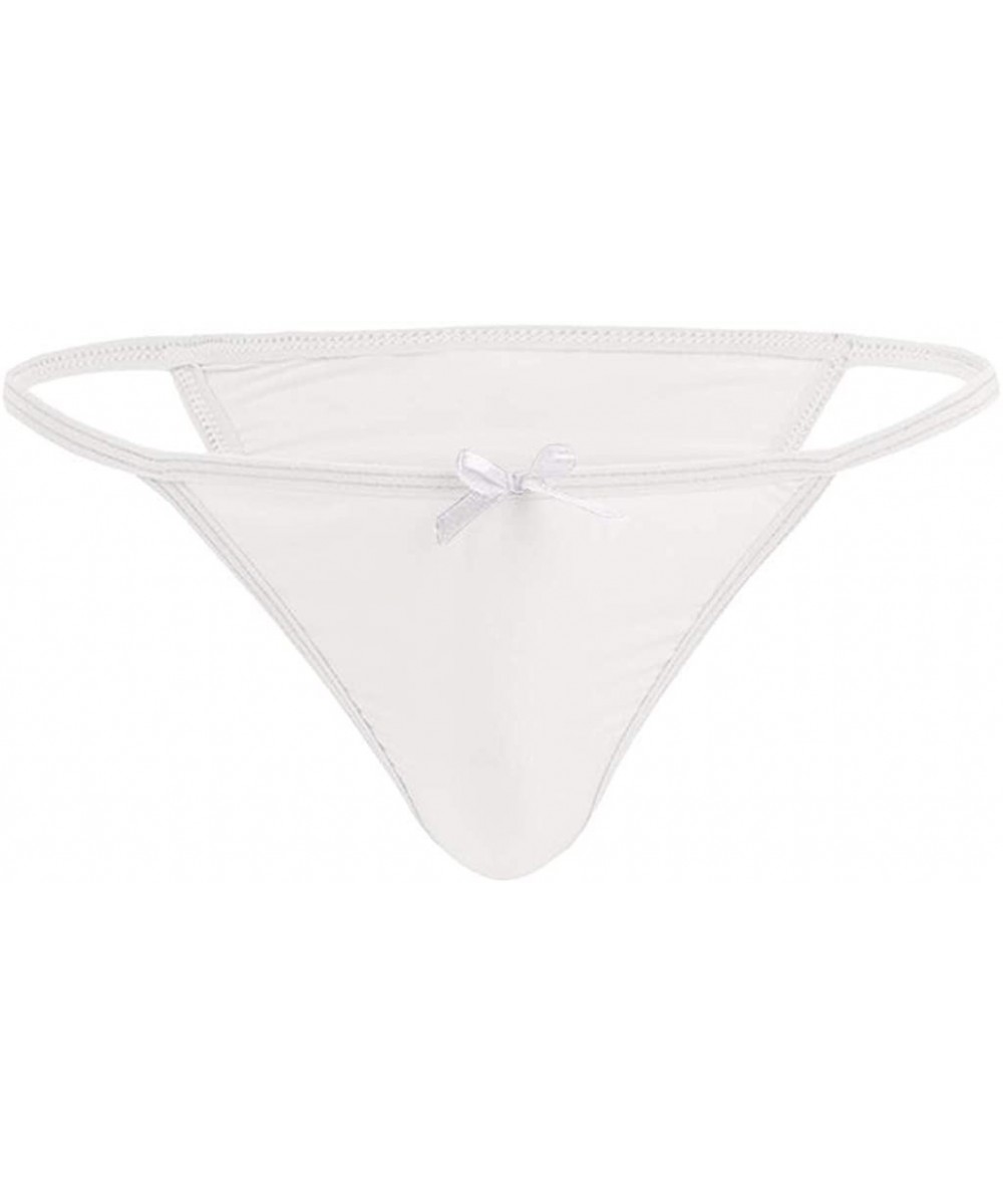 G-Strings & Thongs Men's Sexy G-Strings Erotic Bowknot Thongs Bikini Gay Underwear Nightclub Party - White - CQ18XK4330X