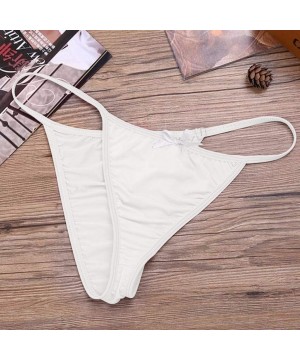 G-Strings & Thongs Men's Sexy G-Strings Erotic Bowknot Thongs Bikini Gay Underwear Nightclub Party - White - CQ18XK4330X