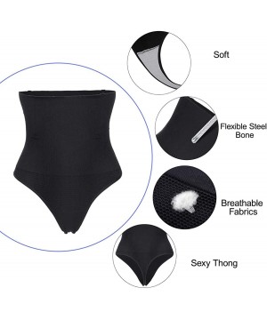 Shapewear Women Butt Lifter Shapewear Hi-Waist Tummy Control Panty Waist Trainer Body Shaper - Black (Thong Panty) - C518E5E7SYY