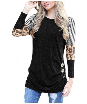 Garters & Garter Belts Womens Loose Blouse Fashion Patchwork Sleeve Long Sleeve O-Neck Shirt Tops Tunic Casual T-Shirt - Blac...