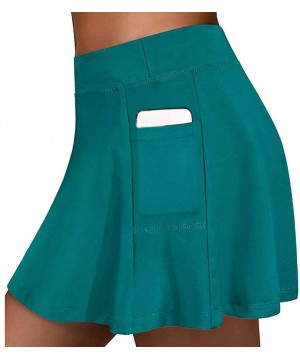 Nightgowns & Sleepshirts Women's Tennis Skirts Run Yoga Inner Shorts Elastic Sports Golf Pockets Hakama - Green - C519E7TE387