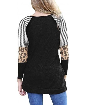 Garters & Garter Belts Womens Loose Blouse Fashion Patchwork Sleeve Long Sleeve O-Neck Shirt Tops Tunic Casual T-Shirt - Blac...