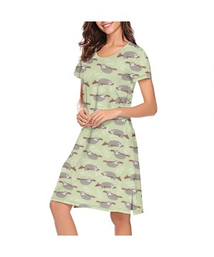 Nightgowns & Sleepshirts Women's Nightgown Sloth Lying on Tree Branch Cute - Pullover Funny Short Sleeve Nightdress - Cute Ju...